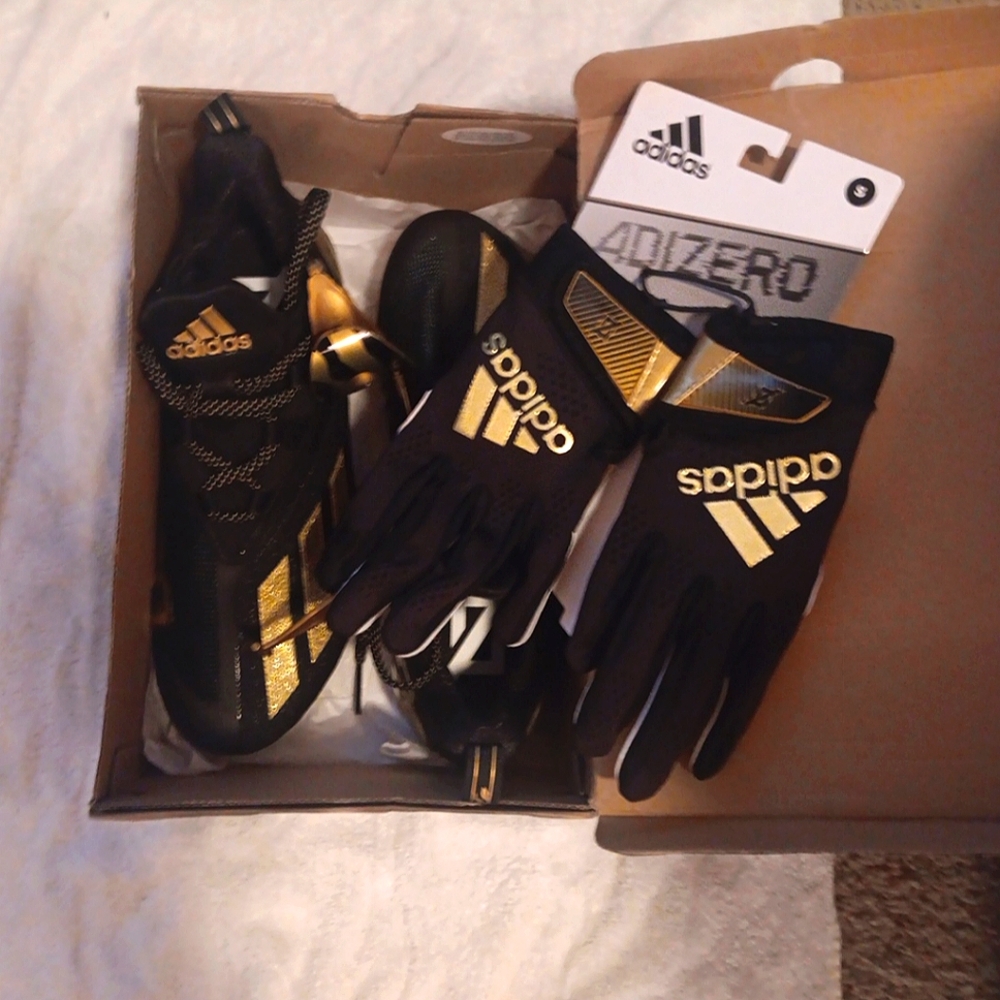 Adidas Adizero Cleats, Mouth Guard, And Gloves.